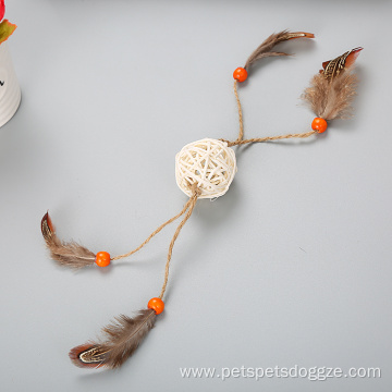 Hollow Rattan Ball With Feather Cat Ball Toy